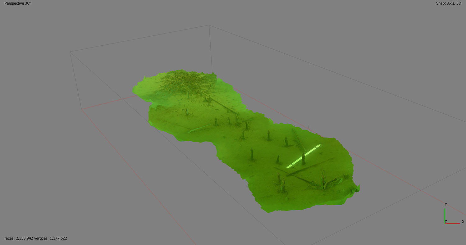 Grön 3D-modell på grå bakgrund. 