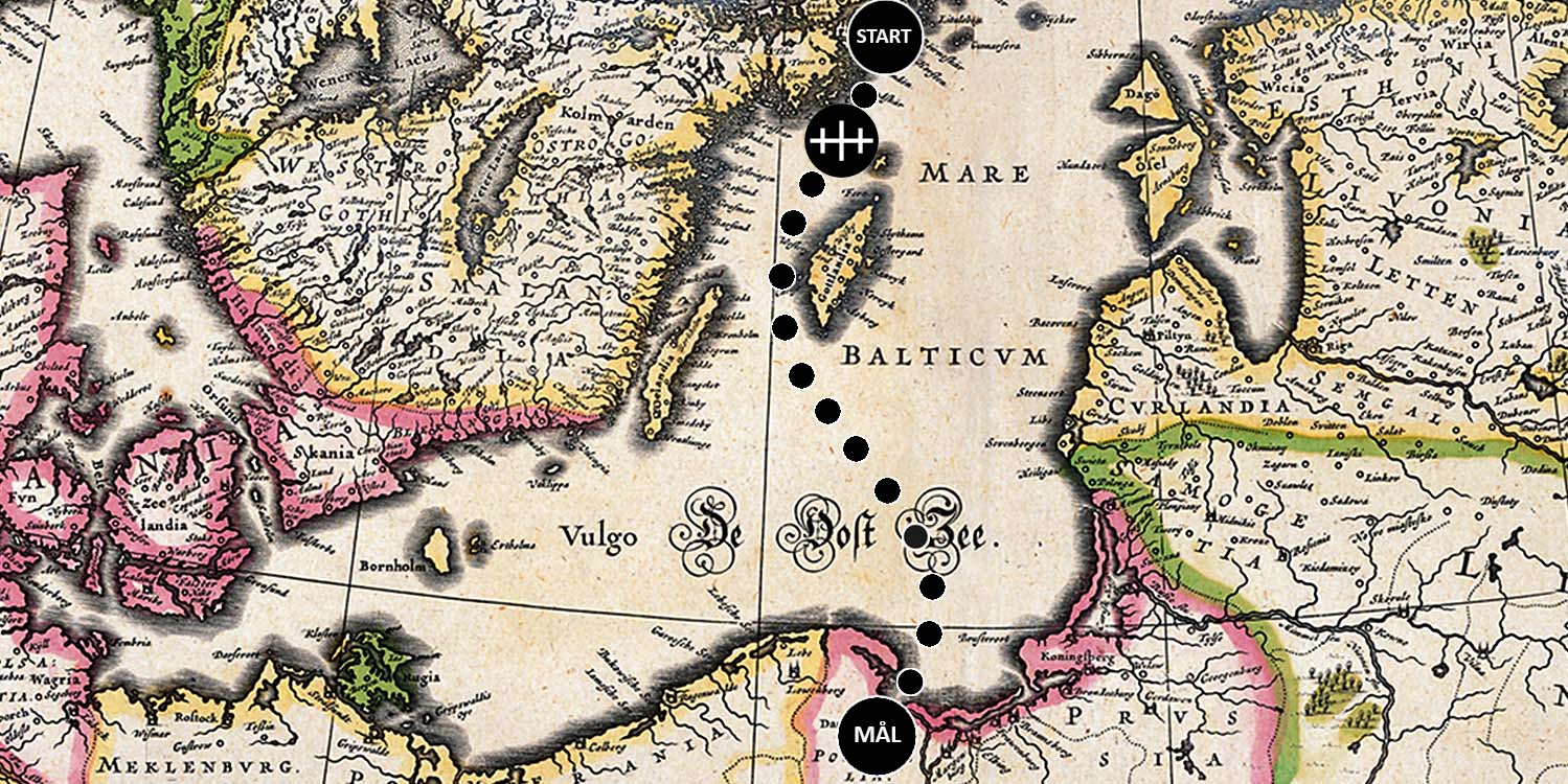 En karta på rutten resande man skulle göra