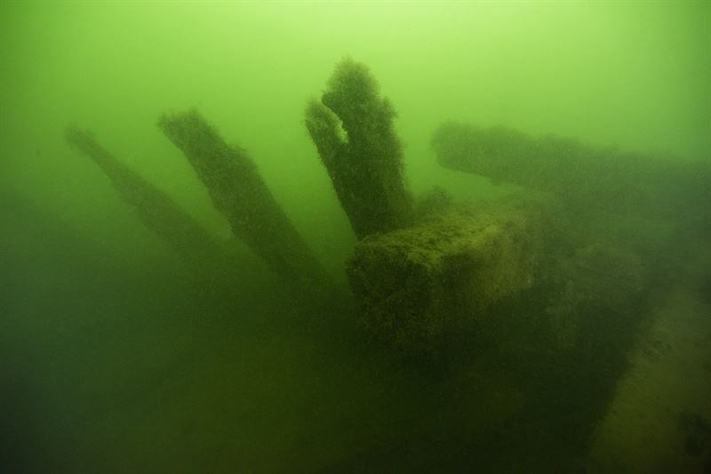 Däcksbalk från vrak i Djupasund, Karlskrona. 