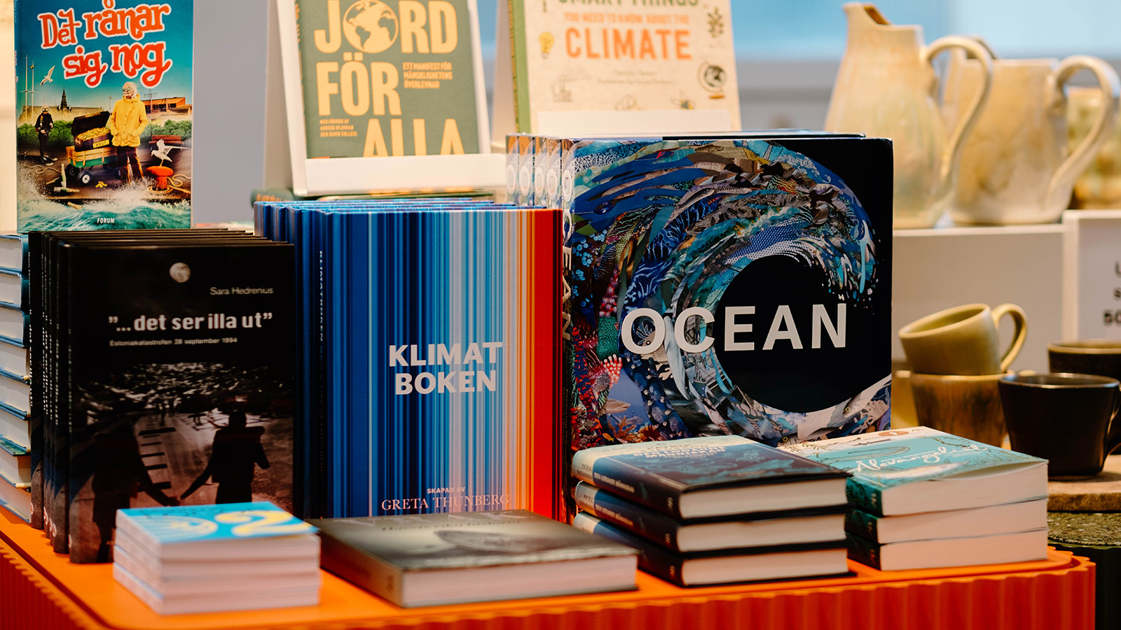 Exponering av böcker i Vraks butik