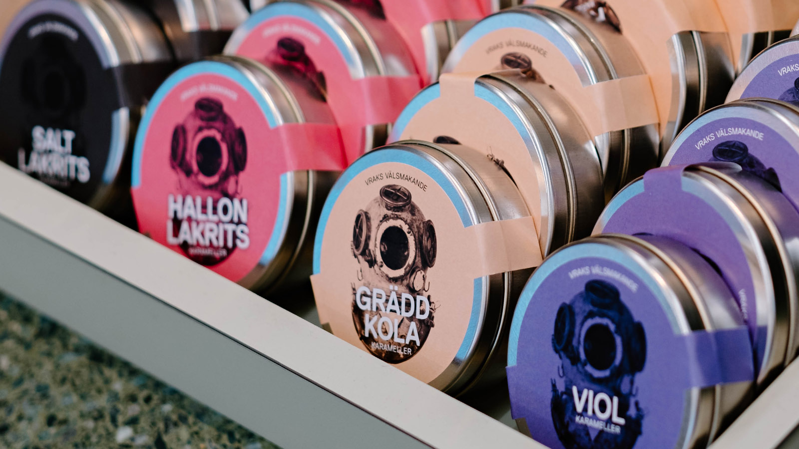 Vraks egna karameller med olika smaker