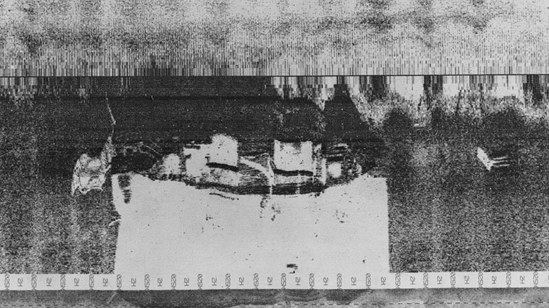 Side scan sonar av vraket efter Fylgia. 