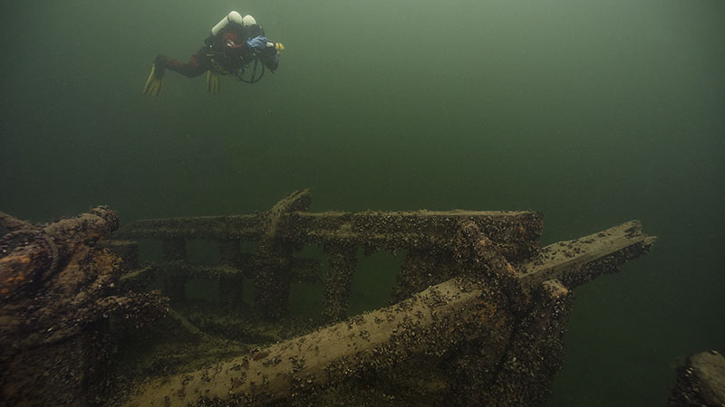 Stern of the ship Hulda, beneath the surface