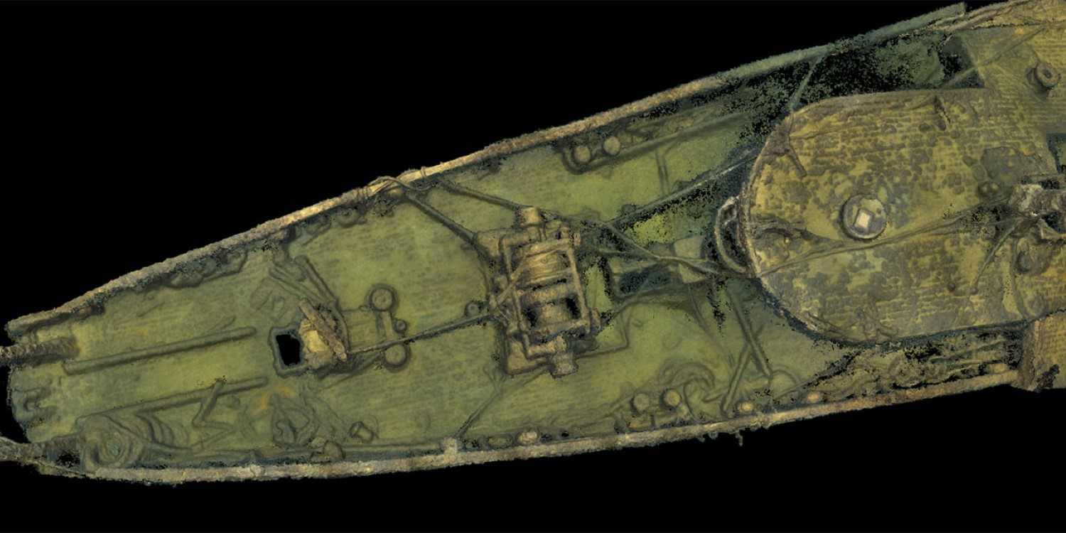 Den brittiska minsveparen HMS Myrtle förliste i ett minfält utanför Ösel 1919. Bild: Maili Roio.