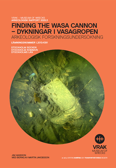 Orange omslag till rapport med runt gröntonat undervattensfoto i mitten.