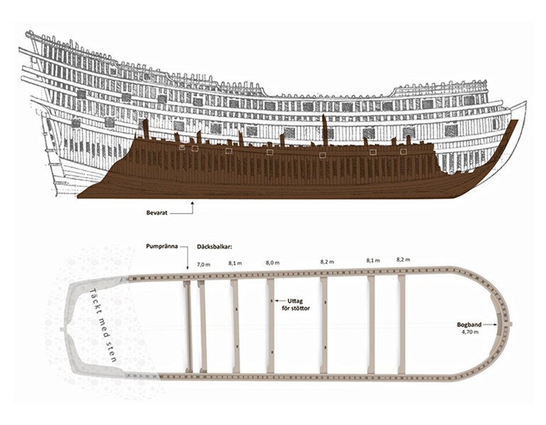 En ritning över ett skepp.